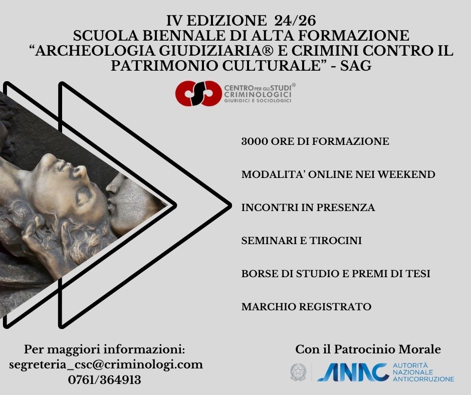 CsC Area Patrimonio Culturale: contro i crimini sul patrimonio culturale ci pensa l'Archeologia Giudiziaria